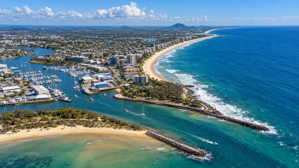 Mooloolaba Beach and coastal headland
